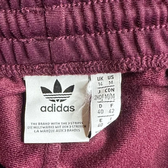 adidas Burgundy Retro Snap Track Pants with White Stripes - Picture 2 of 5